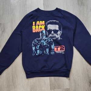 VTG 1991 TERMINATOR 2 Movie Promo Sweatshirt T2 90s Arnold Schwarzenegger Small
